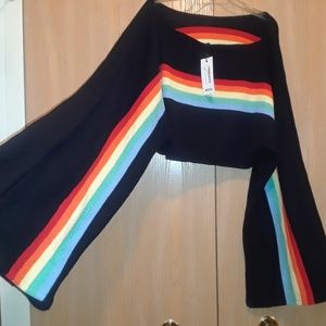 BNWT Rainbow Bellsleeve Off Shoulder Sweater!